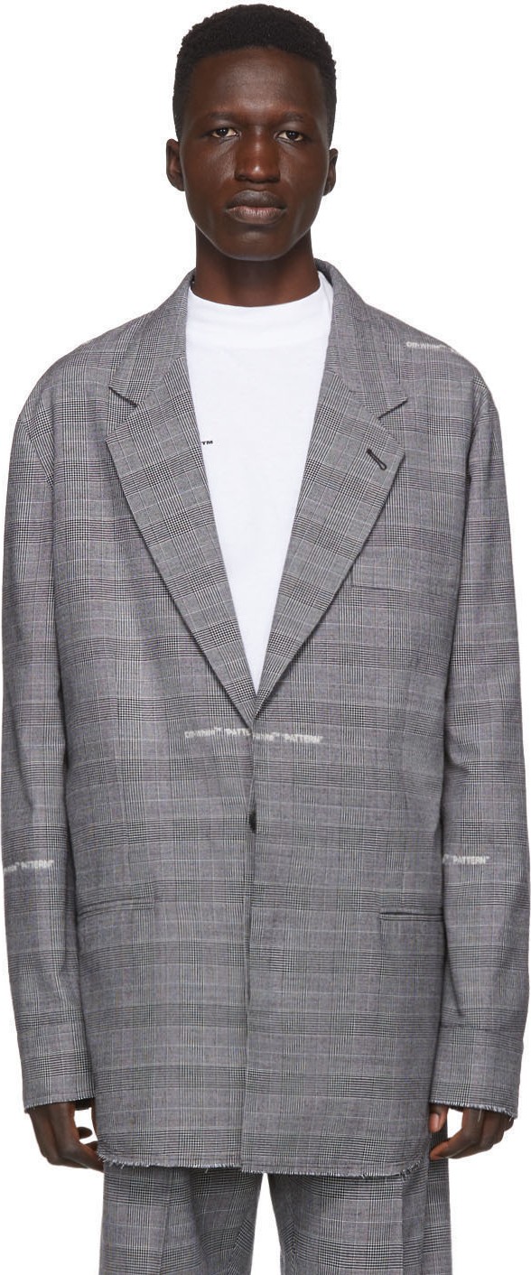 Off White Grey Wool Shirt Blazer