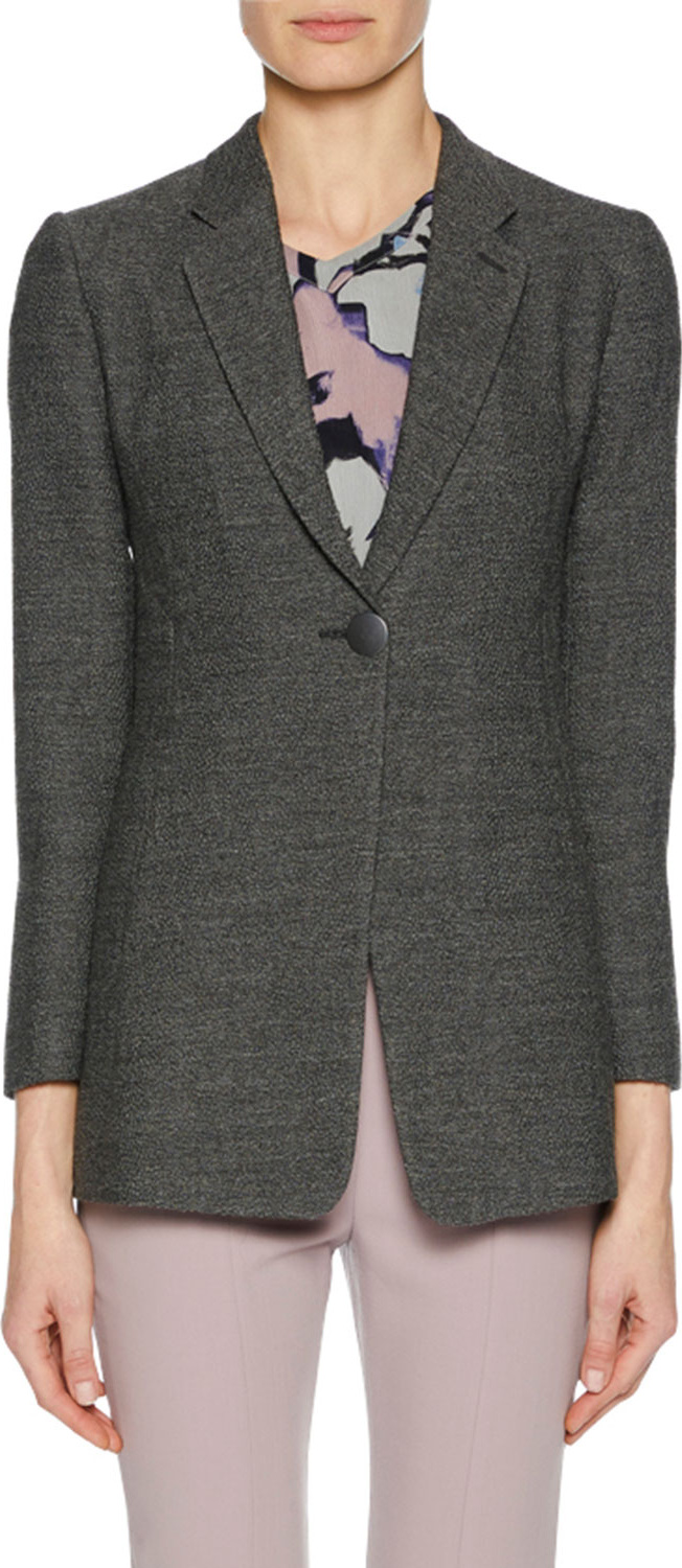 Giorgio Armani One-Button Notched-Lapel Fine Boucle Jacket