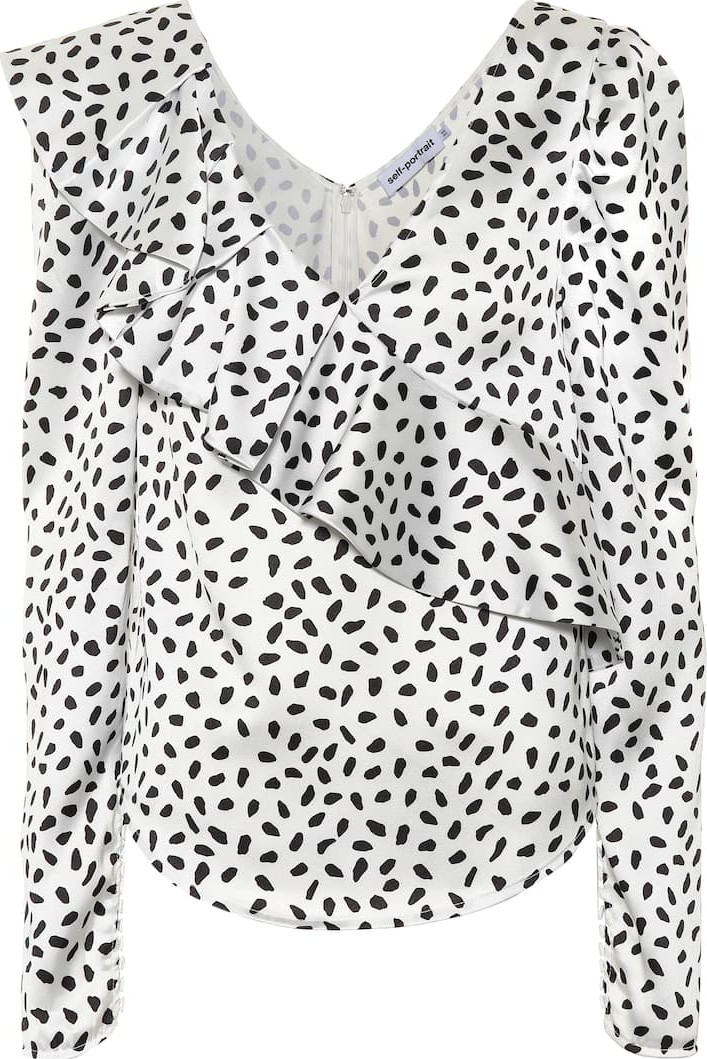 Self Portrait Printed satin top