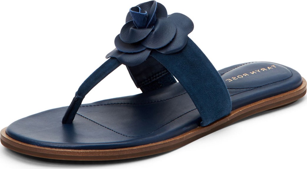 Taryn Rose Kaori Suede Thong Sandals w/ Rose