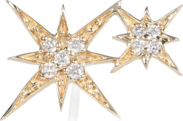 Sydney Evan Double Starburst 14kt gold earring
