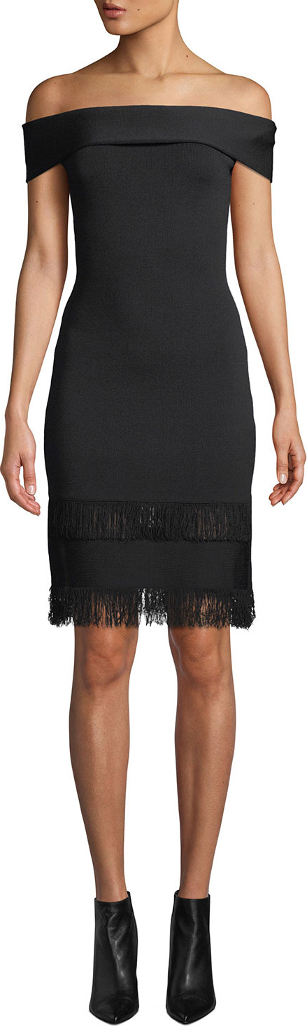 Sachin & Babi Serena Off-Shoulder Fringe Dress