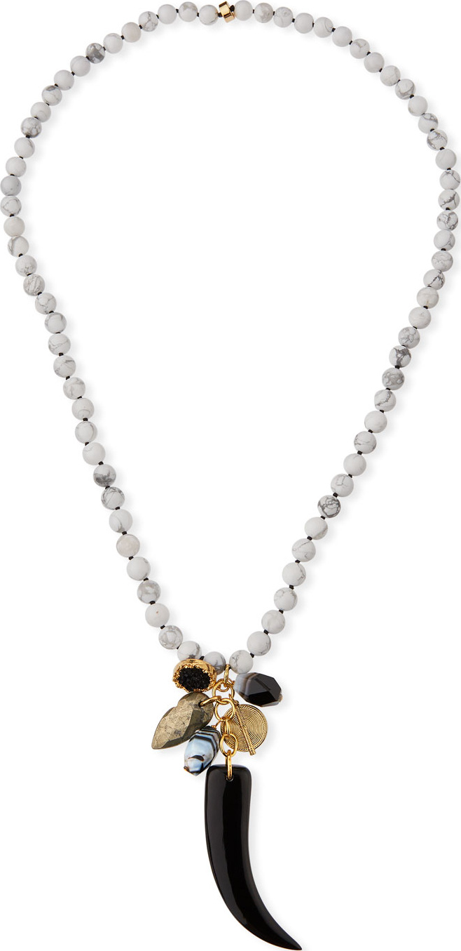 NEST Jewelry Multi-Charm Pendant Necklace w/ Horn, 34"