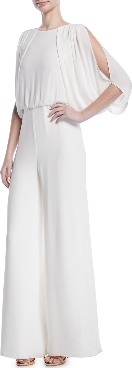 HALSTON HERITAGE Draped Open-Back Jumpsuit