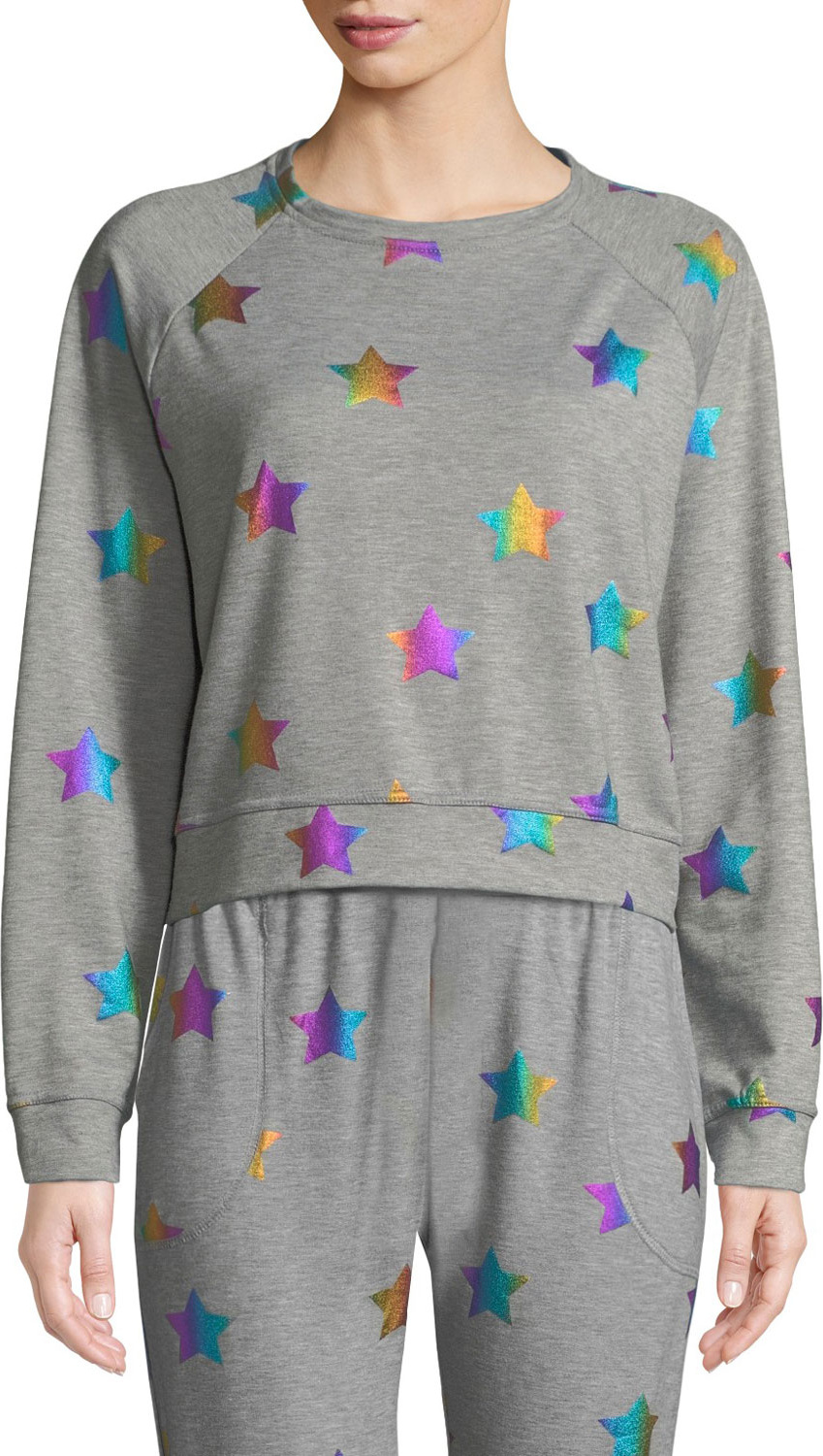 Terez Star Foil Printed Crewneck Sweatshirt