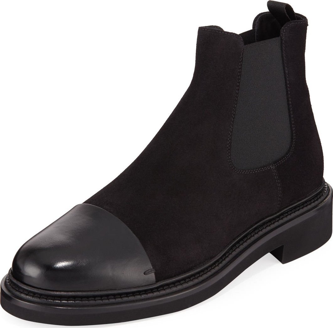 Giorgio Armani Men's Vachetta Leather/Suede Chelsea Boots