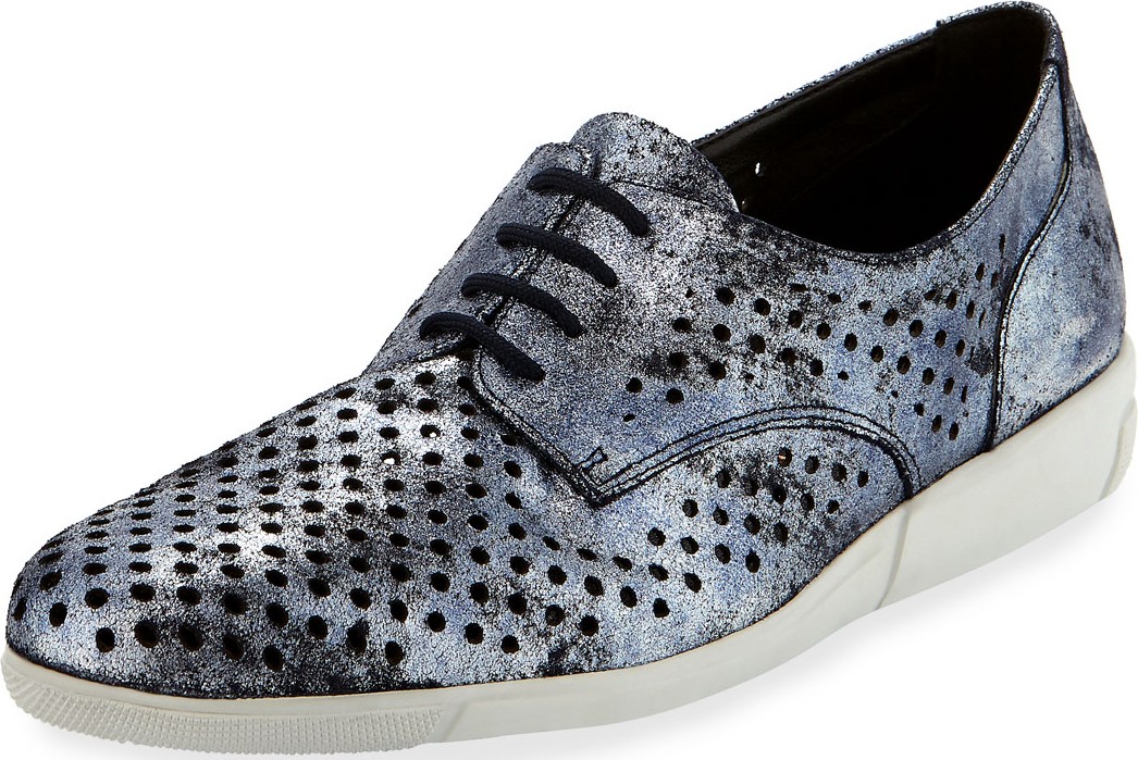 Sesto Meucci Dira Perforated Lace-Up Sneakers, Blue Moon