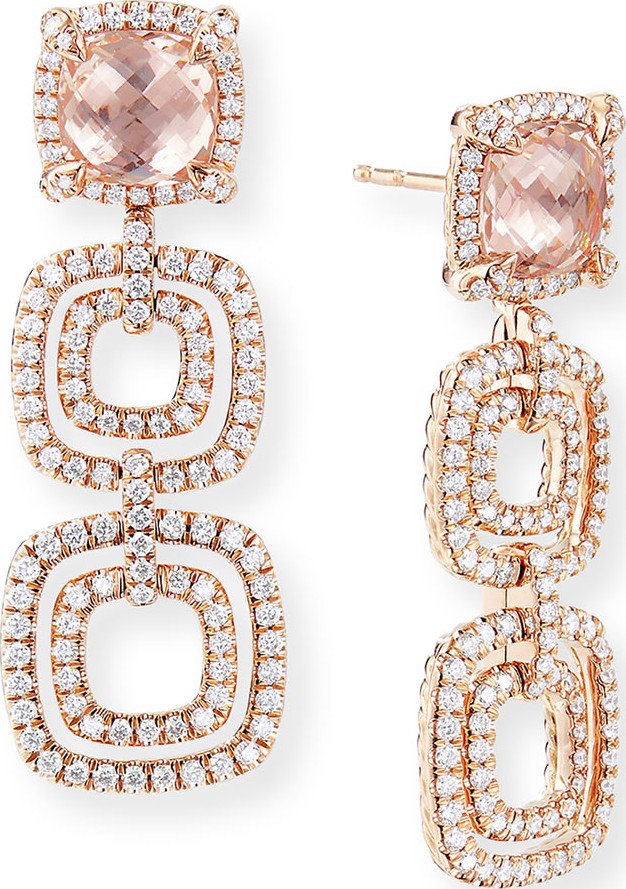 David Yurman Chatelaine 18k Rose Gold Morganite Drop Earrings