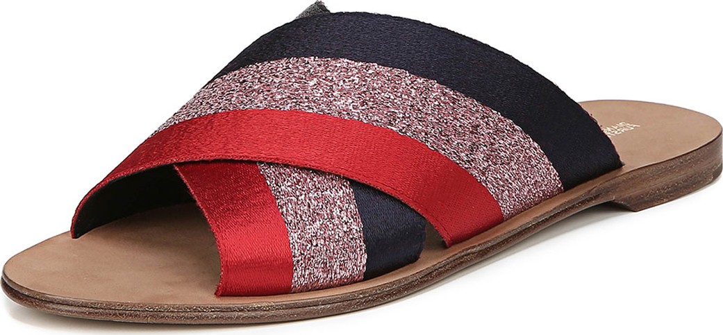 DIANE von FURSTENBERG Bailie-2 Ribbon Crisscross Flat Slide Sandals