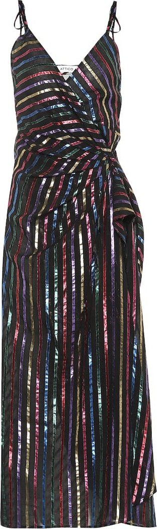 Attico Striped jacquard wrap dress