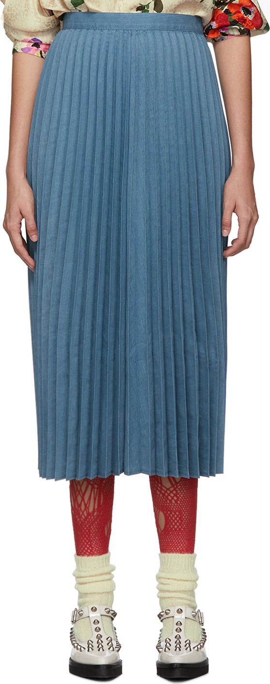 Junya Watanabe Blue Pleated Skirt
