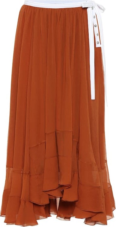 Chloe Tiered silk-chiffon midi skirt
