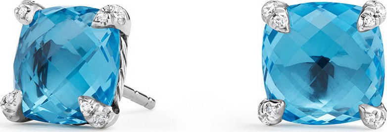 David Yurman 9mm Châtelaine Hampton Blue Topaz Stud Earrings