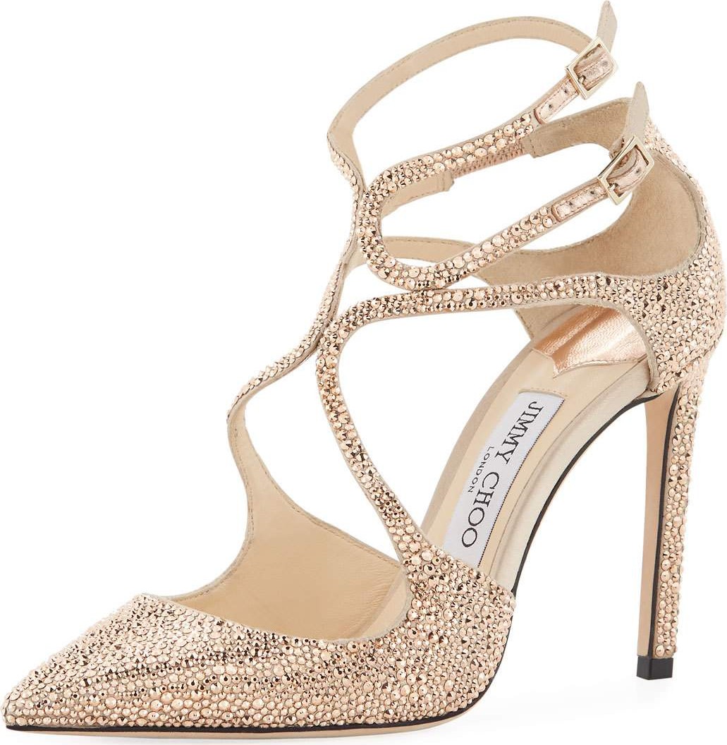 Jimmy Choo Lancer 100mm Crystal Satin Pumps