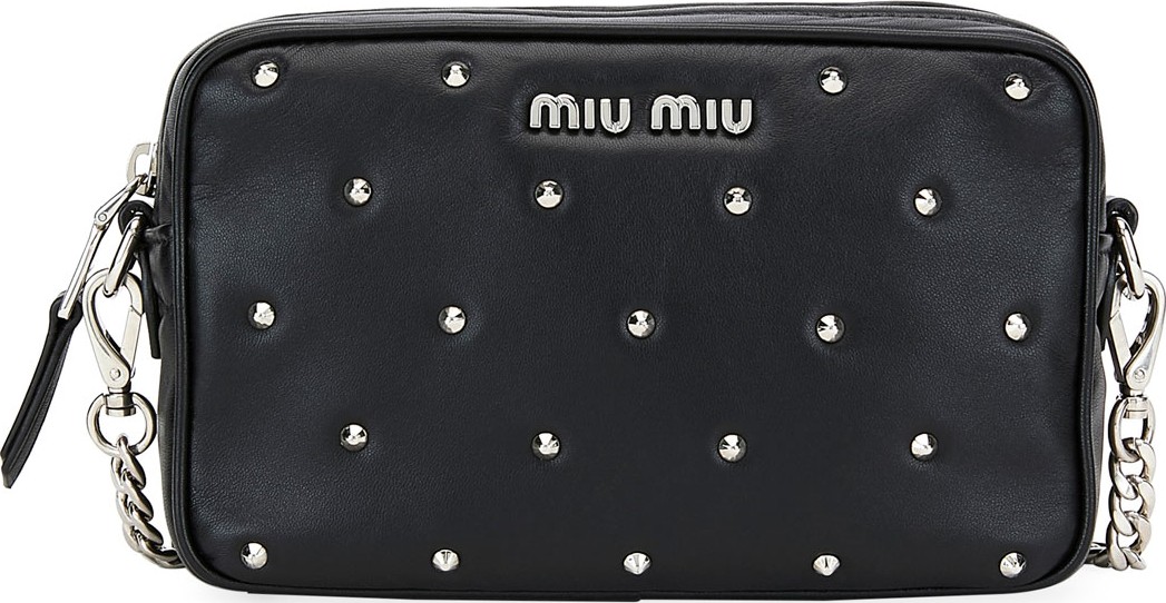Miu Miu Jeweled-Stud Leather Crossbody Bag