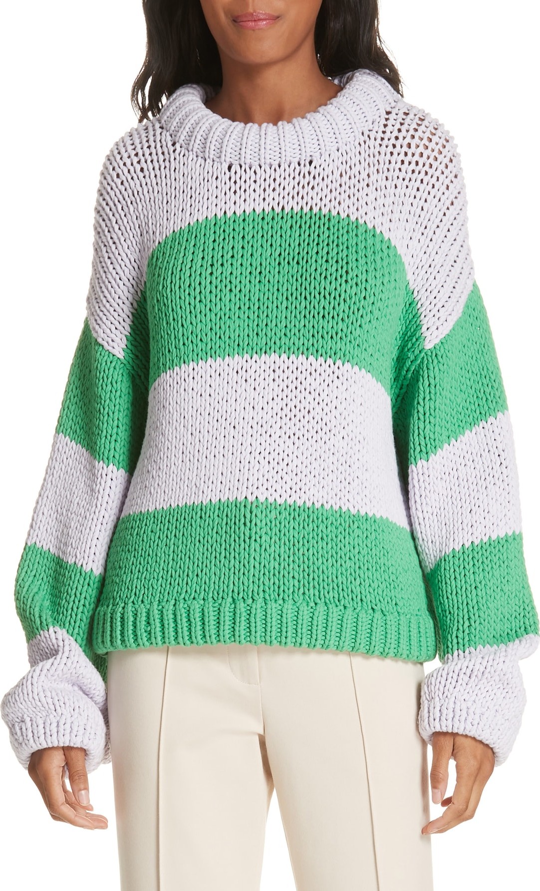 Tibi Tube Yarn Stripe Sweater
