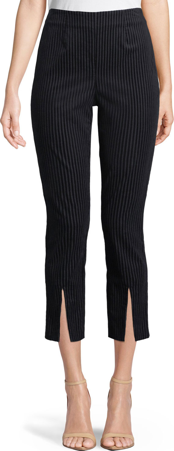 FRAME DENIM Striped Split-Front Cropped Pants