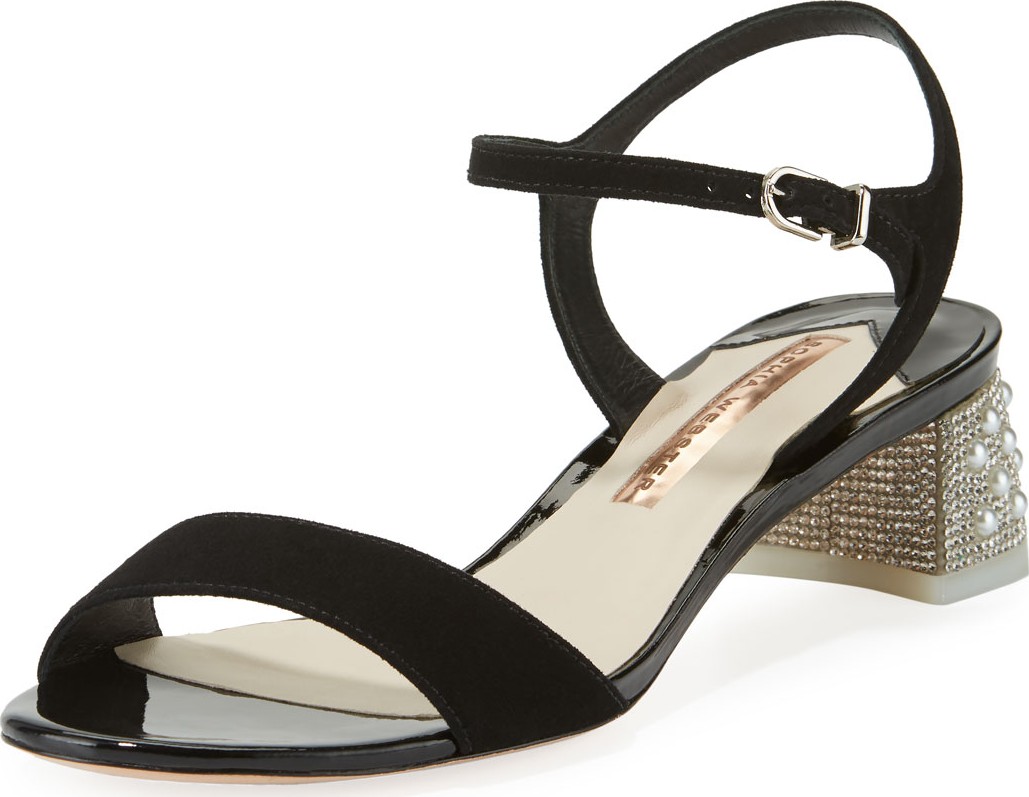 Sophia Webster Amber Suede Mid-Heal Sandals