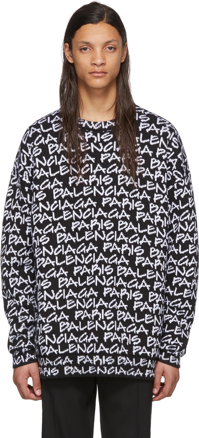 Balenciaga Black & White 'Balenciaga Paris' Sweatshirt