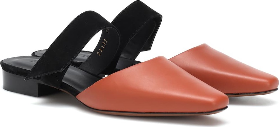 Neous Epi leather and suede slippers