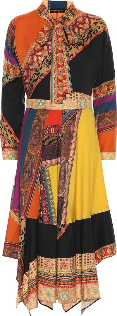 Etro Printed wool and silk midi dress