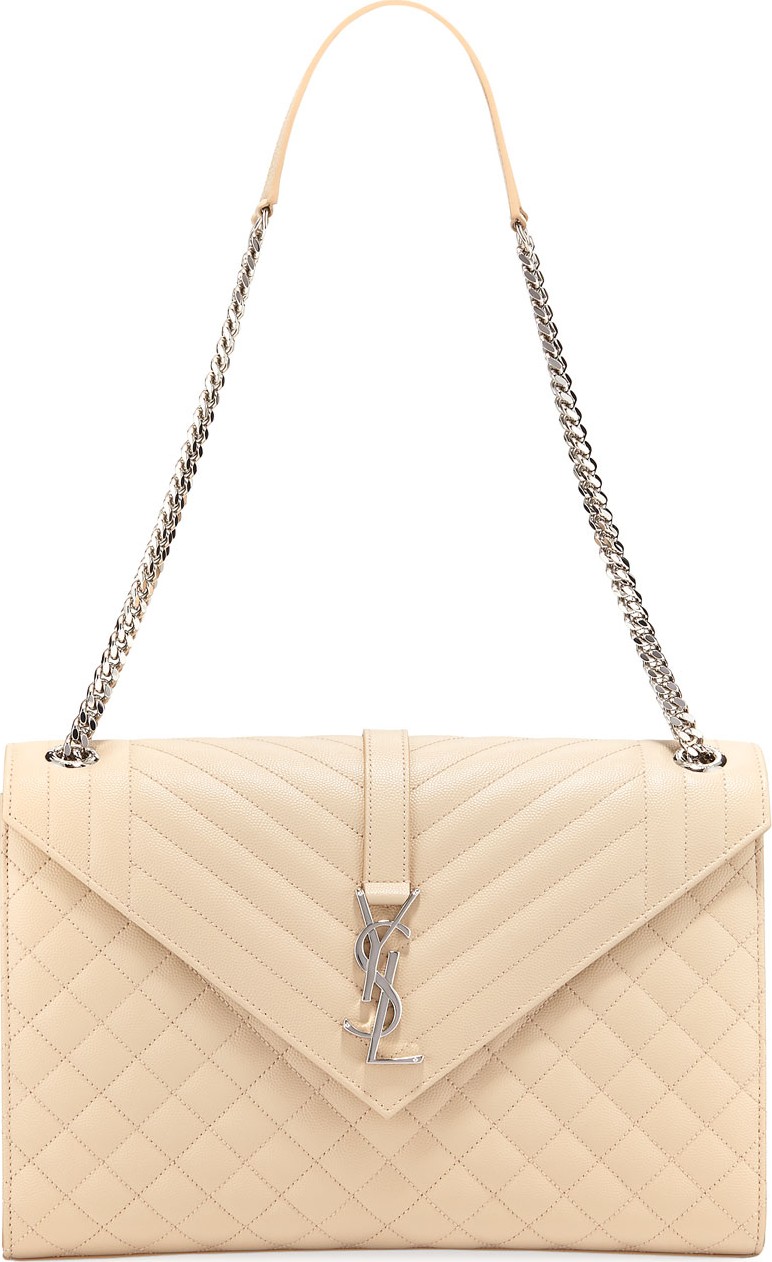 Saint Laurent Monogram YSL V-Flap Large Tri-Quilt Envelope Chain Shoulder Bag - Miroir Hardware