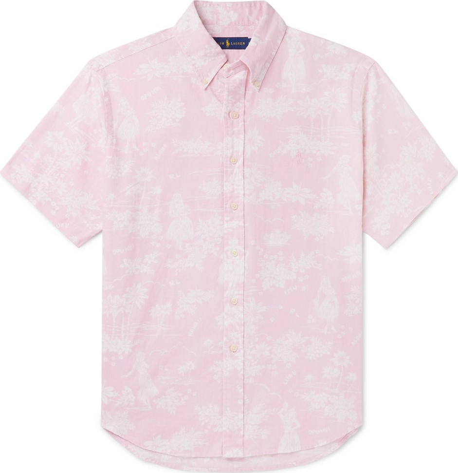 Polo Ralph Lauren Button-Down Collar Printed Linen and Cotton-Blend Shirt