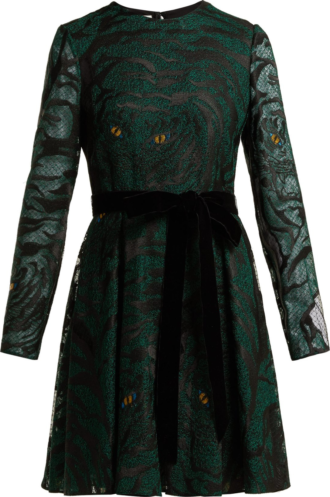 Valentino Animal eye and print-embroidered tulle dress
