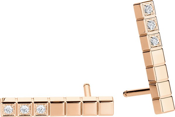 Chopard Ice Cube Diamond Bar Earrings in 18K Rose Gold
