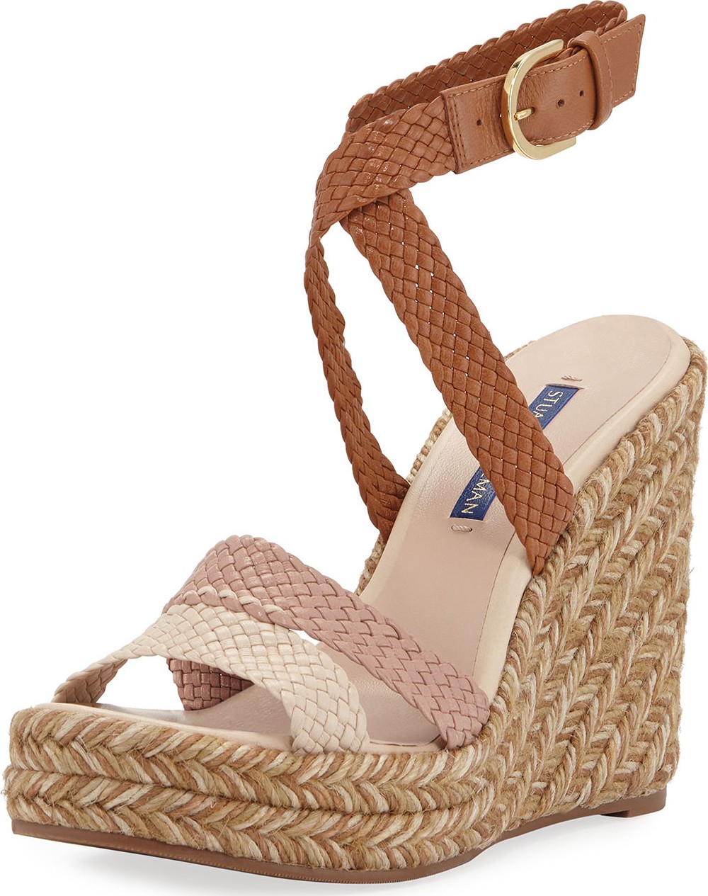 Stuart Weitzman Elsie Tricolor Espadrille Wedge Sandals
