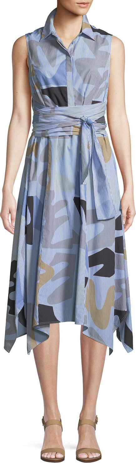 Lafayette 148 New York Urban Ethos Stripe Shirting Cordelia Dress
