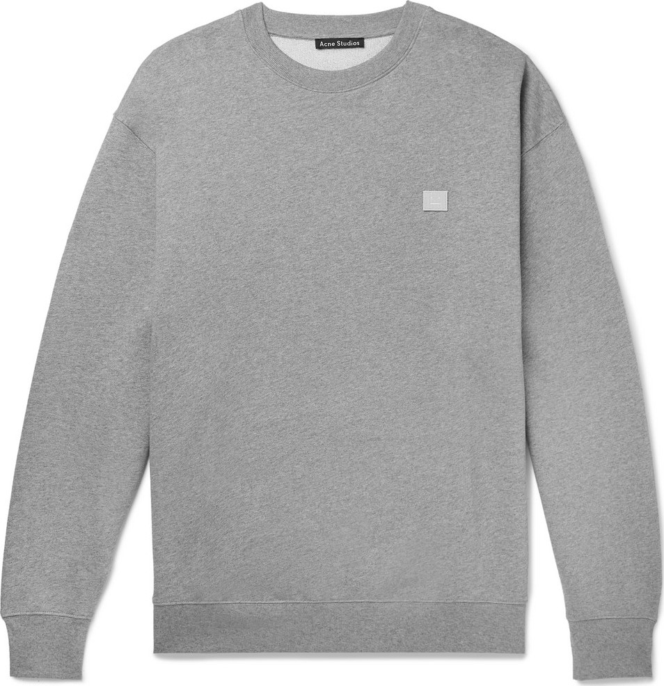 Acne Studios Forba Logo-Appliquéd Mélange Loopback Cotton-Jersey Sweatshirt