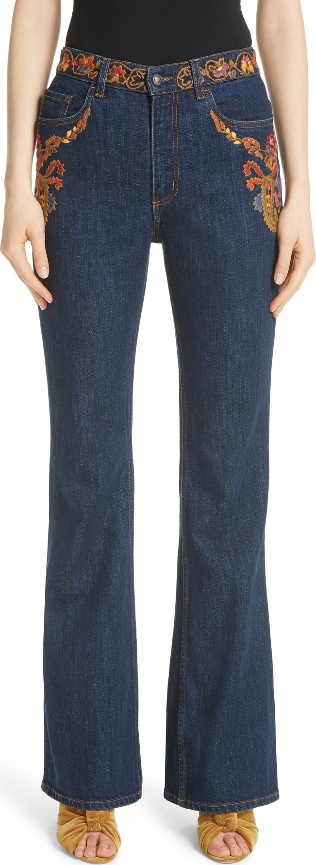 Etro Paisley Embroidered Flare Jeans