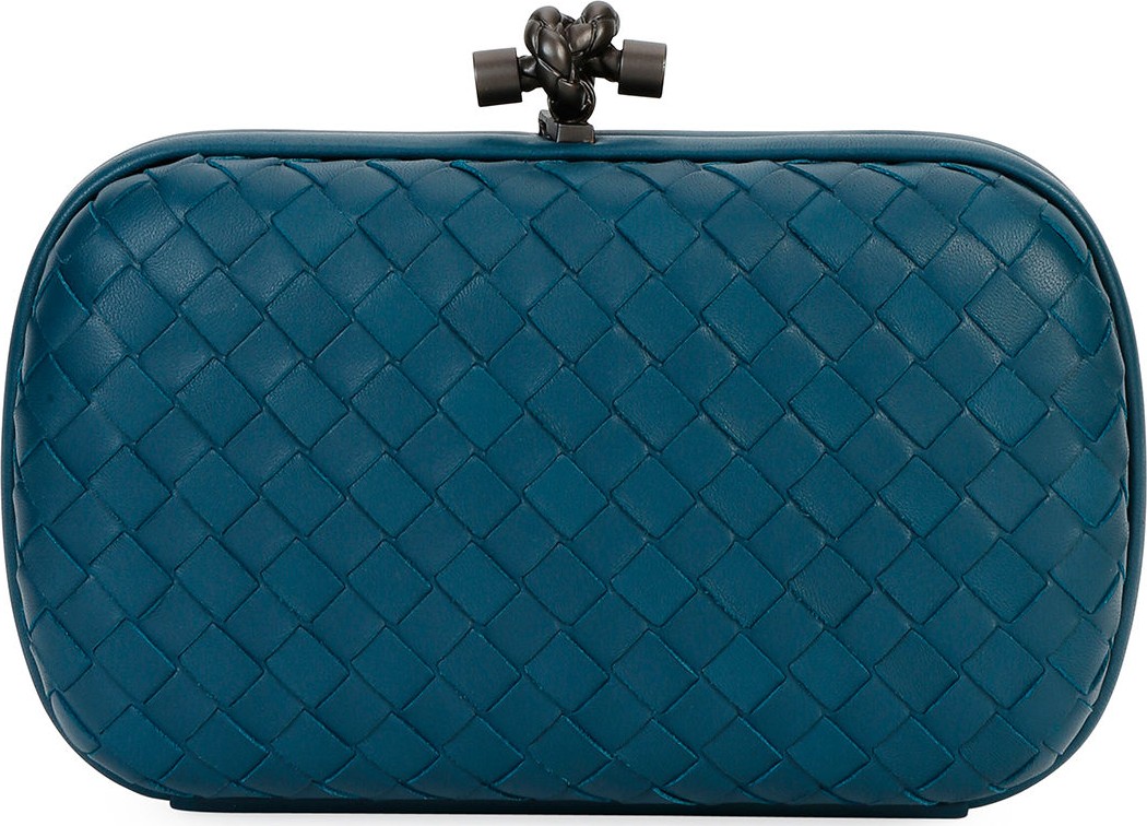 Bottega Veneta Leather Woven Knot Box Clutch Bag