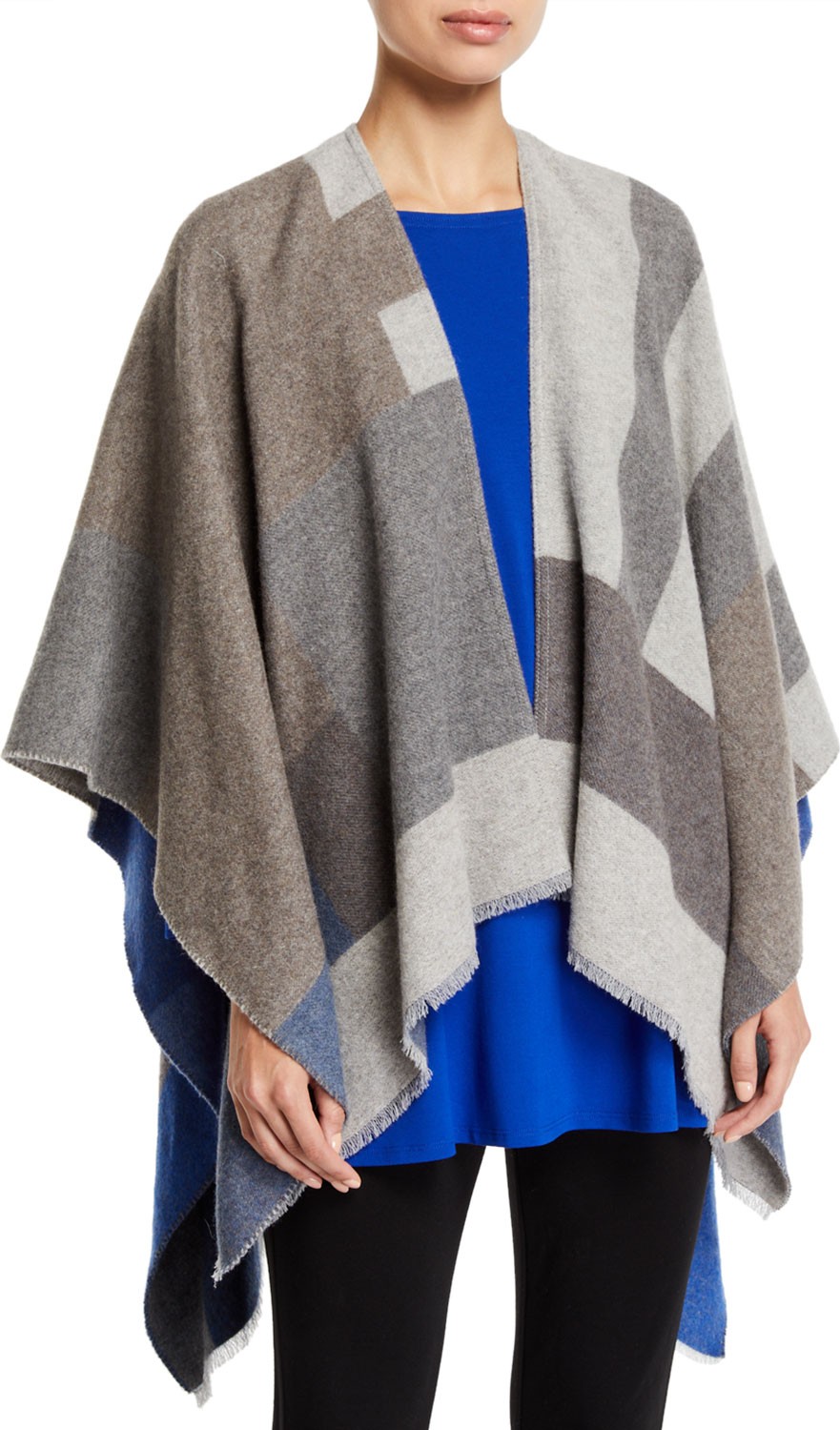Eileen Fisher Colorblock Jacquard Double-Face Wrap