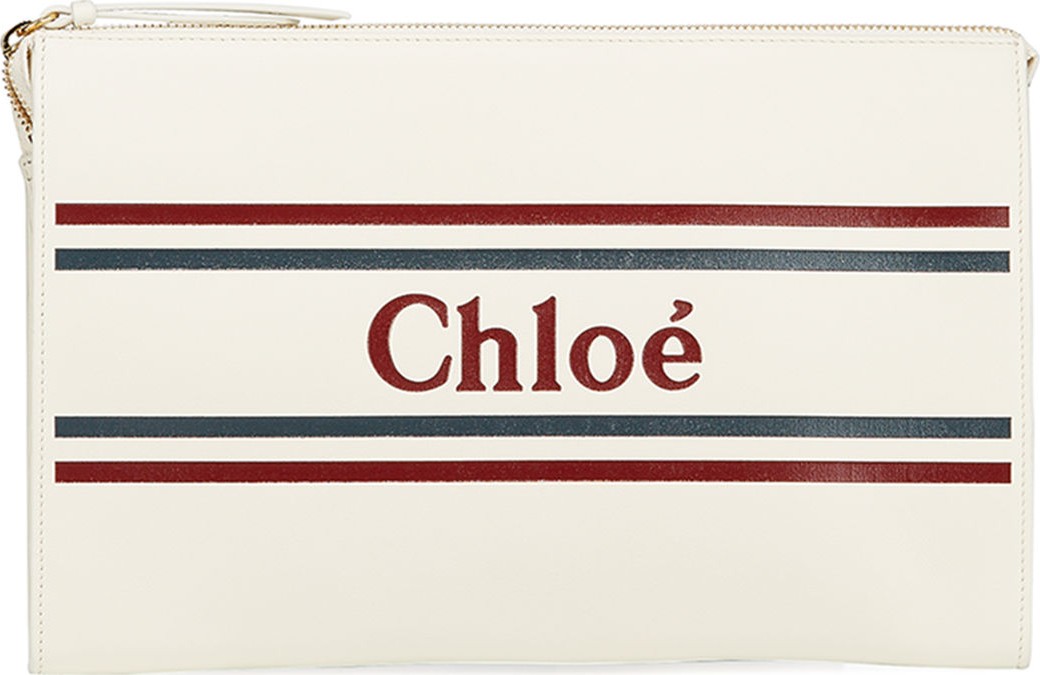 Chloe Large Zip Logo Clutch Bag