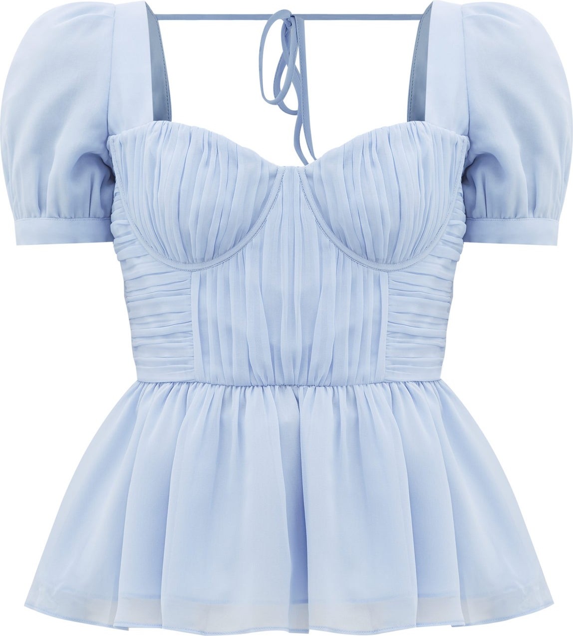 Self Portrait Pleated peplum-hem crepe-chiffon top