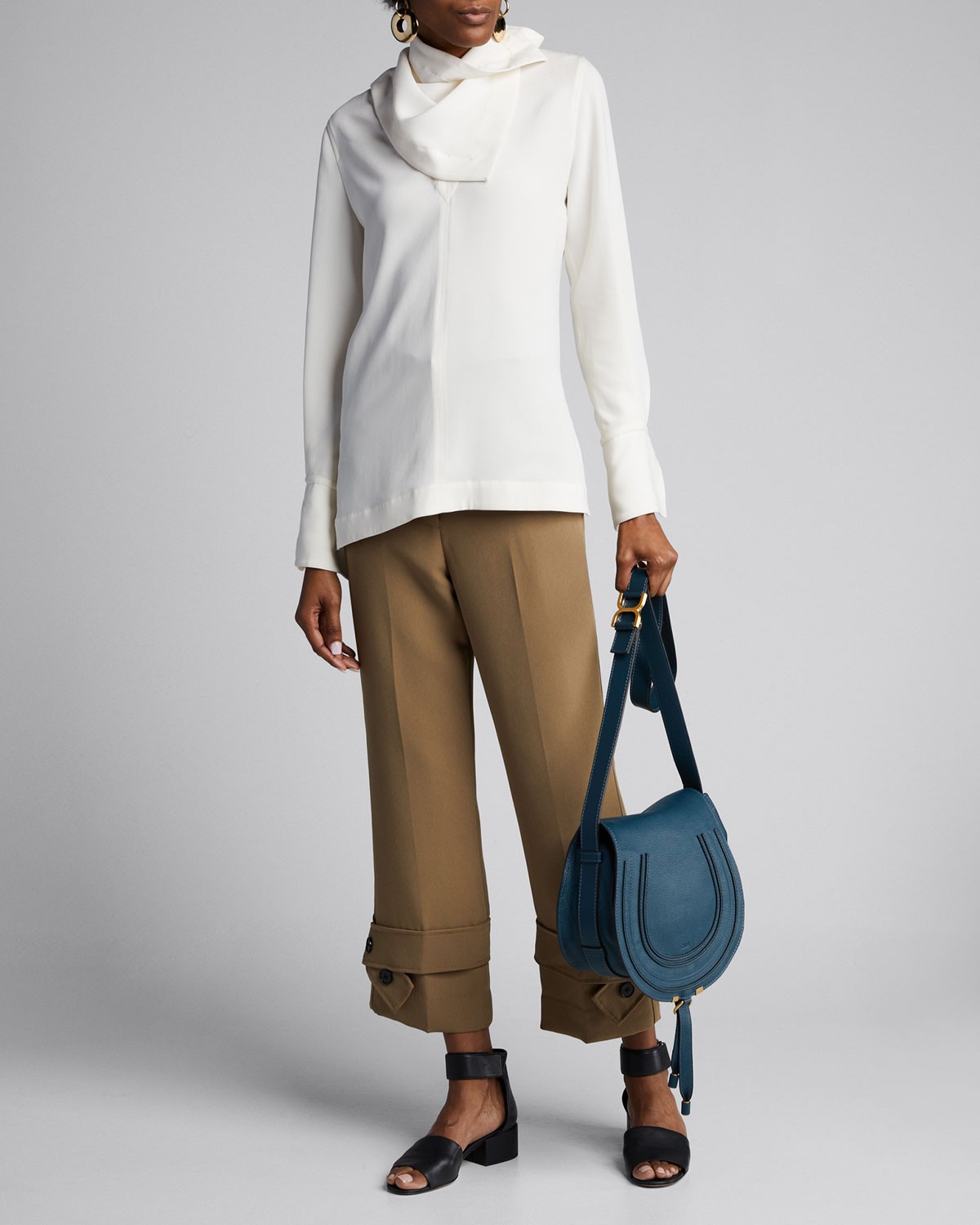 3.1 Phillip Lim Straight-Leg Crepe Trousers with Belted Cuffs