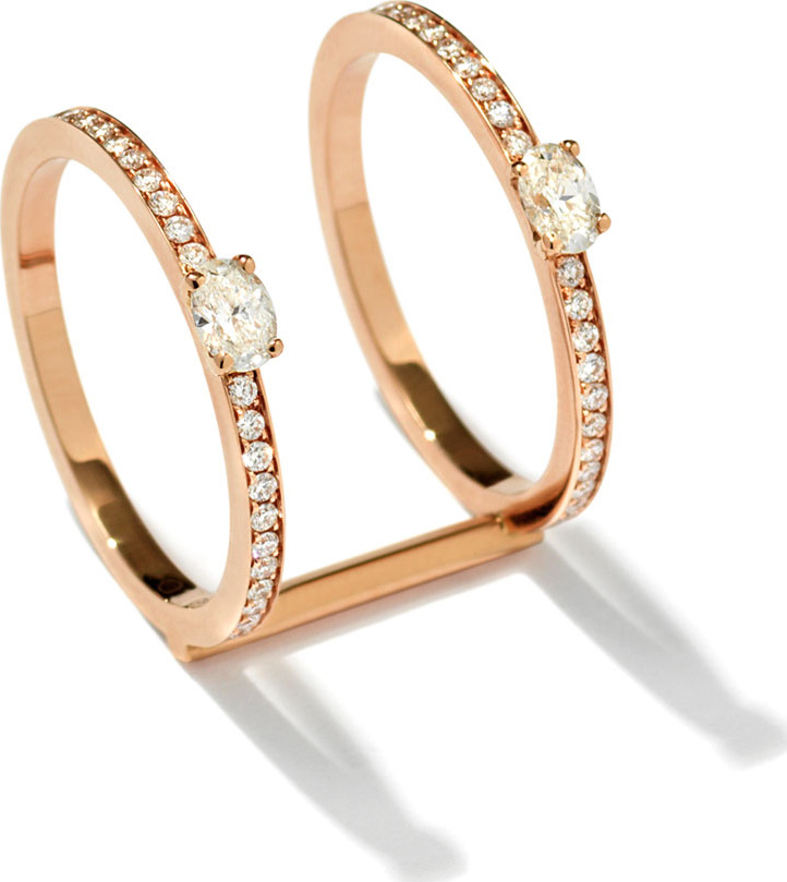 REPOSSI Harvest Two-Row Ring with Two Oval-Cut Diamonds in 18K Gold