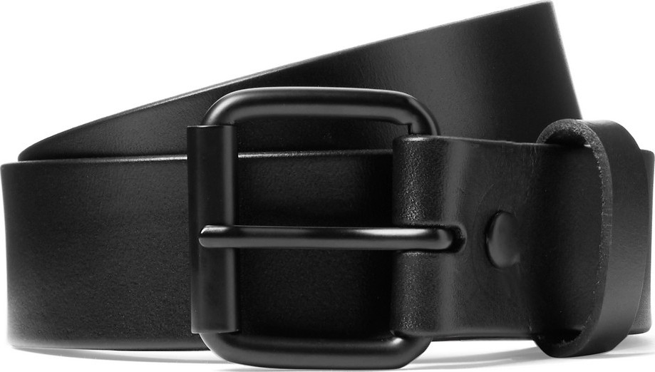 SATURDAYS NYC 3.5cm Rockaway Black Leather Belt
