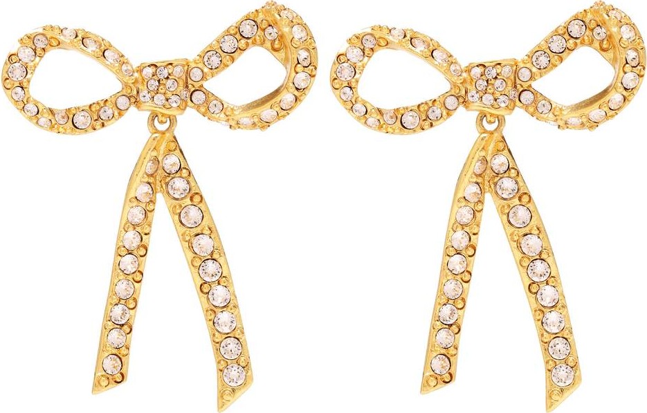 Oscar De La Renta Crystal-embellished bow earrings