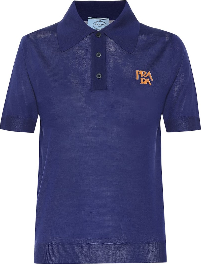 Prada Logo intarsia wool polo shirt