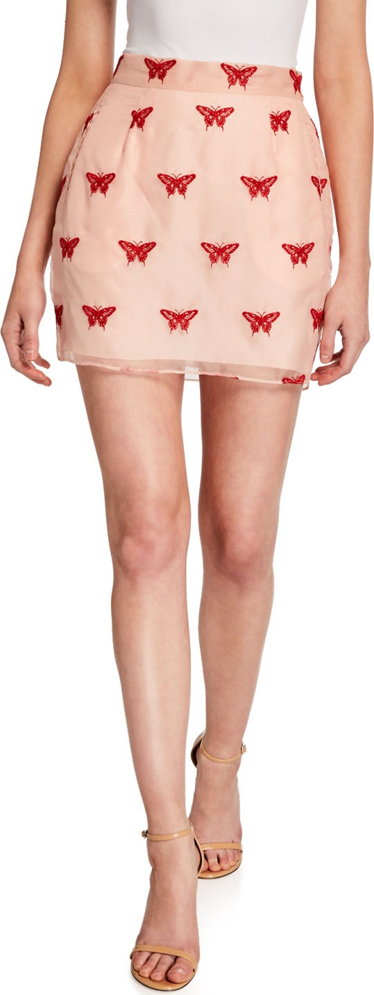 Fleur Du Mal Butterfly Embroidered Mini Skirt