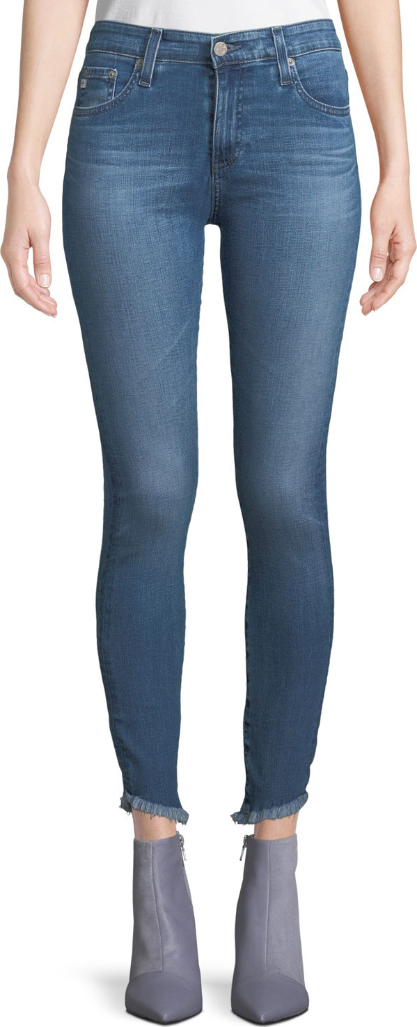 AG Jeans Farrah High-Rise Skinny Jeans w/ Fringe Hem