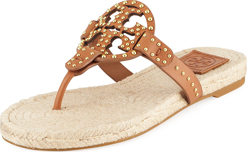Tory Burch Miller Studded Leather Espadrille Sandals