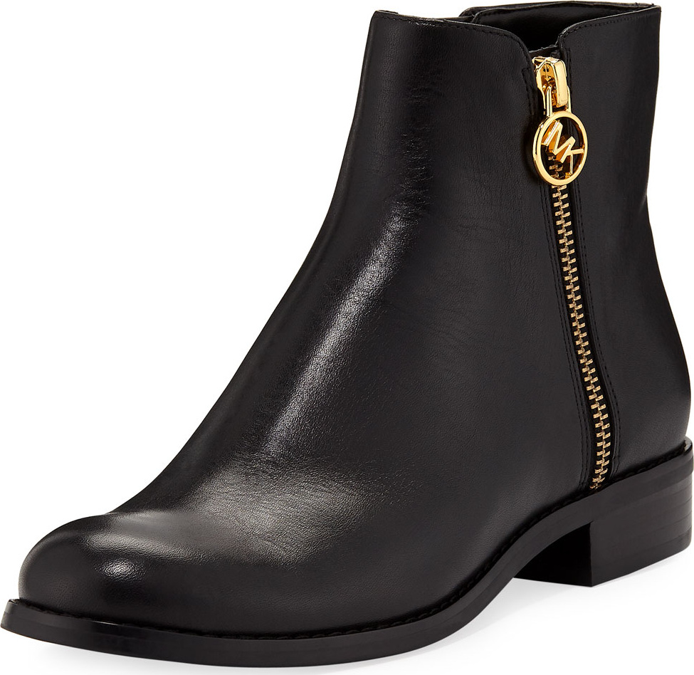 MICHAEL MICHAEL KORS Jaycie Flat Vachetta Leather Zip Booties