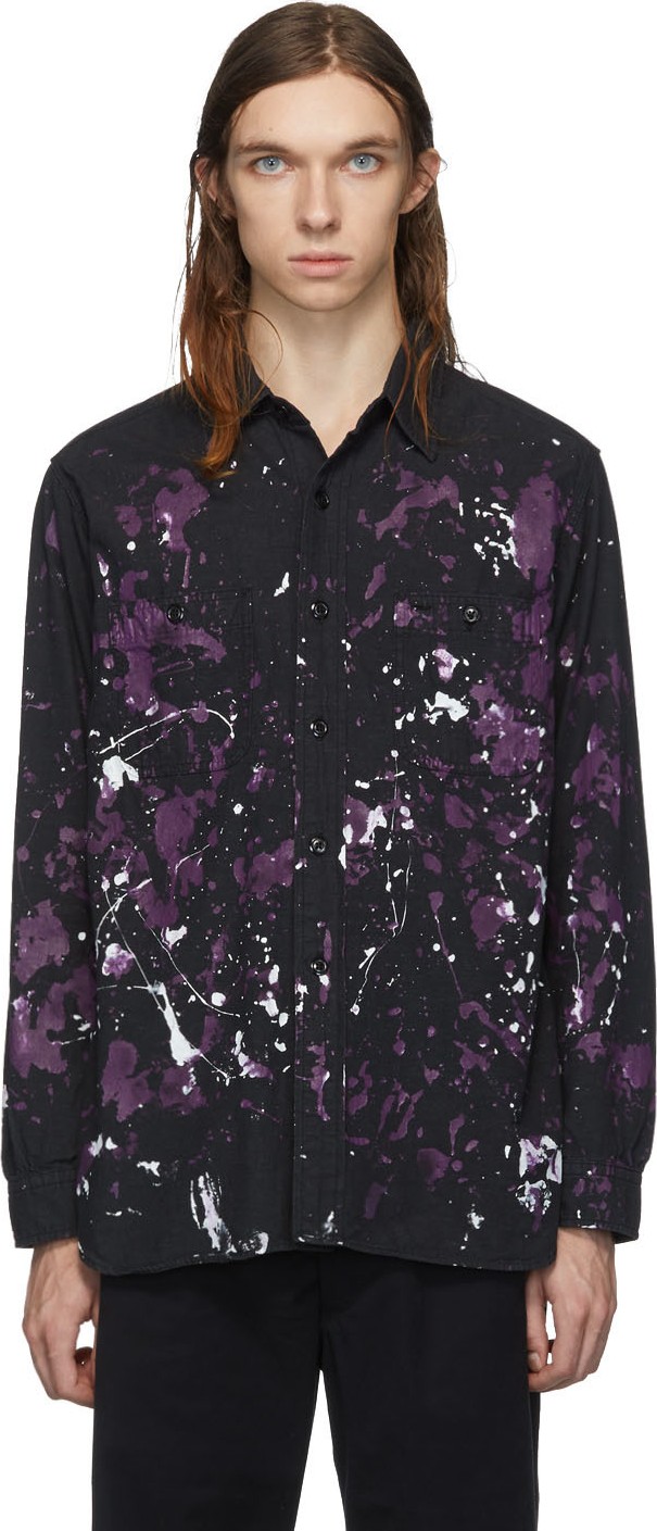 Needles Black Chambray Paint Work Shirt