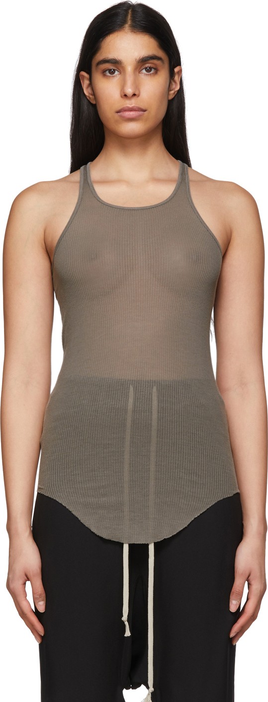 Rick Owens Grey Basic Rib Tank Top