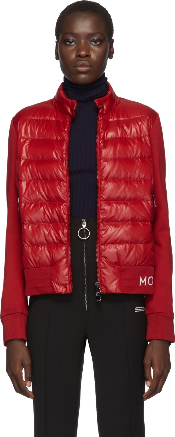 Moncler Red Knit Down Logo Jacket