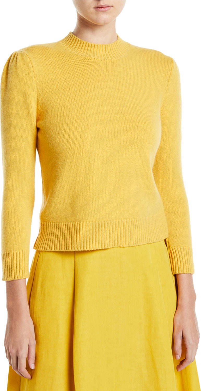 Co Cashmere Puff-Shoulder Pullover Sweater